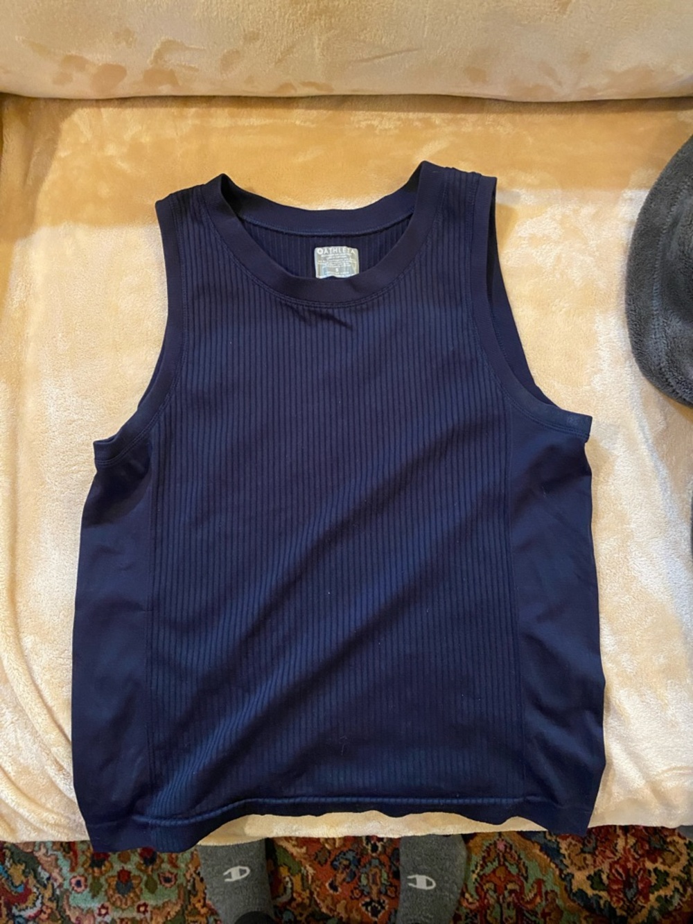 Navy Ribbed Sleeveless Tank Top